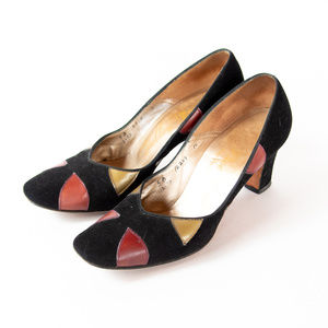 1960s Black Suede Leather Pumps Valley Shoe Time